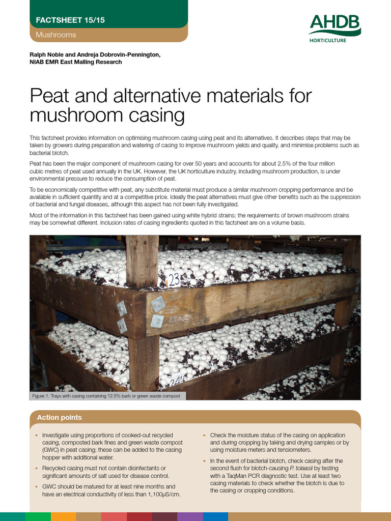 Peat and alternative material for mushroom casing PDF Compost Peat