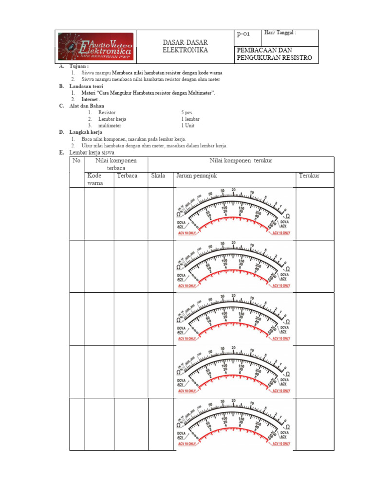 Job Sheet Pengukuran Resistor PDF