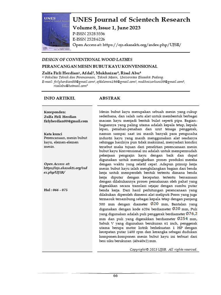 UNES Journal of Scientech Research: Volume 8, Issue 1, June 2023 | PDF