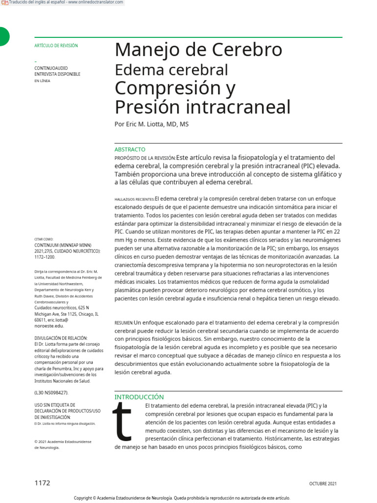 Edema Cerebral - En.es | PDF | Medicina CLINICA | Neurociencia