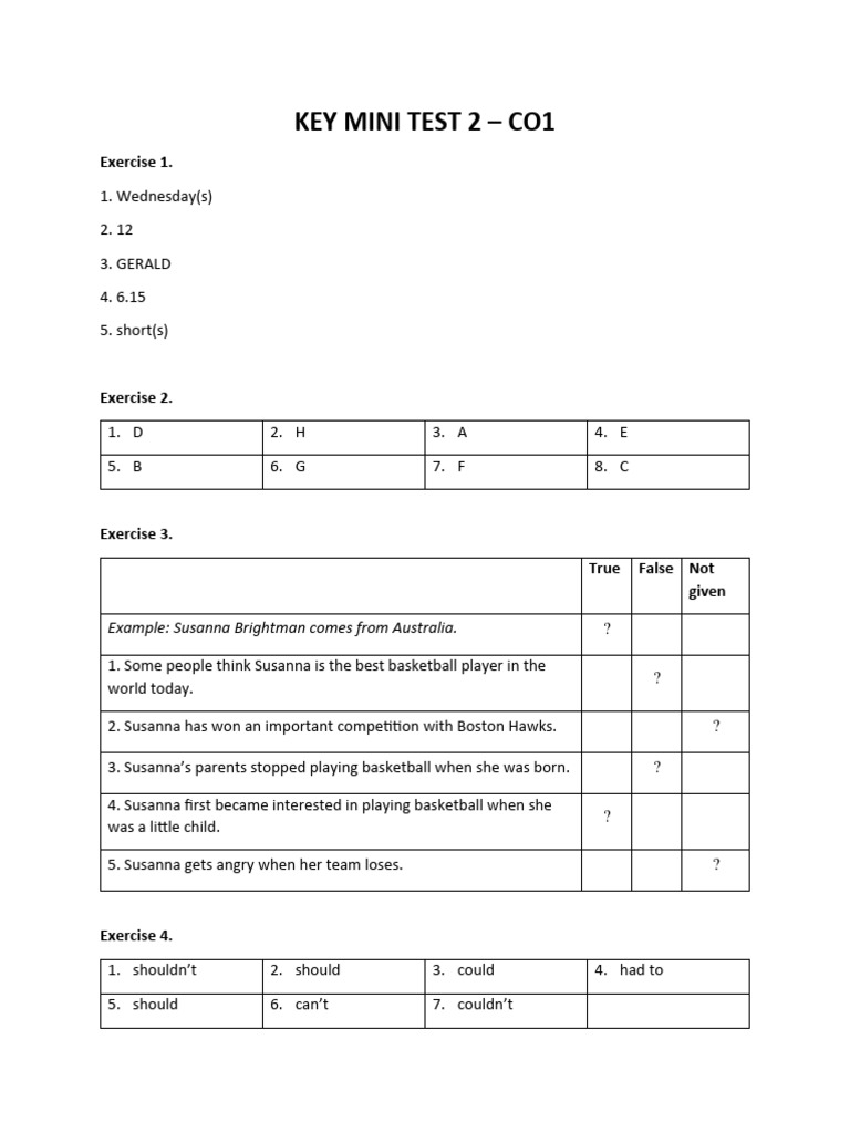 Key Mini Test 2 - Co1 | PDF