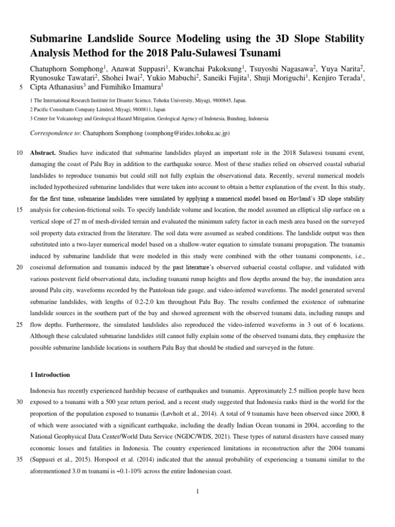 Submarine Landslide Source Modeling Using The 3D Slope Stability | PDF ...