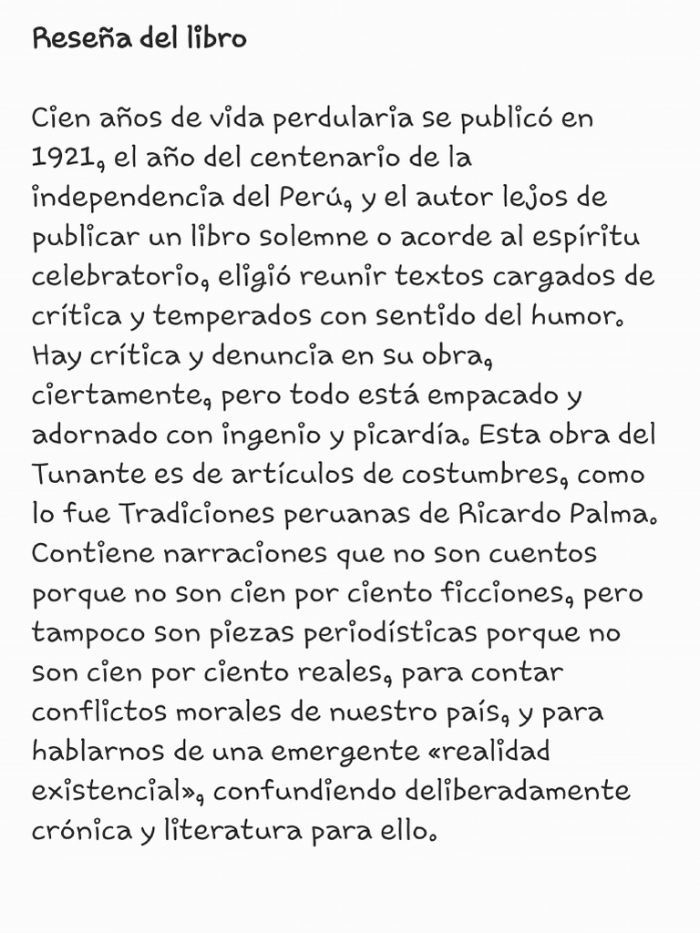 Cien Años de Vida Perdularia | PDF
