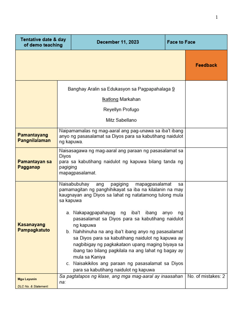 Task 7 2nd Revised Lesson Plan Pdf