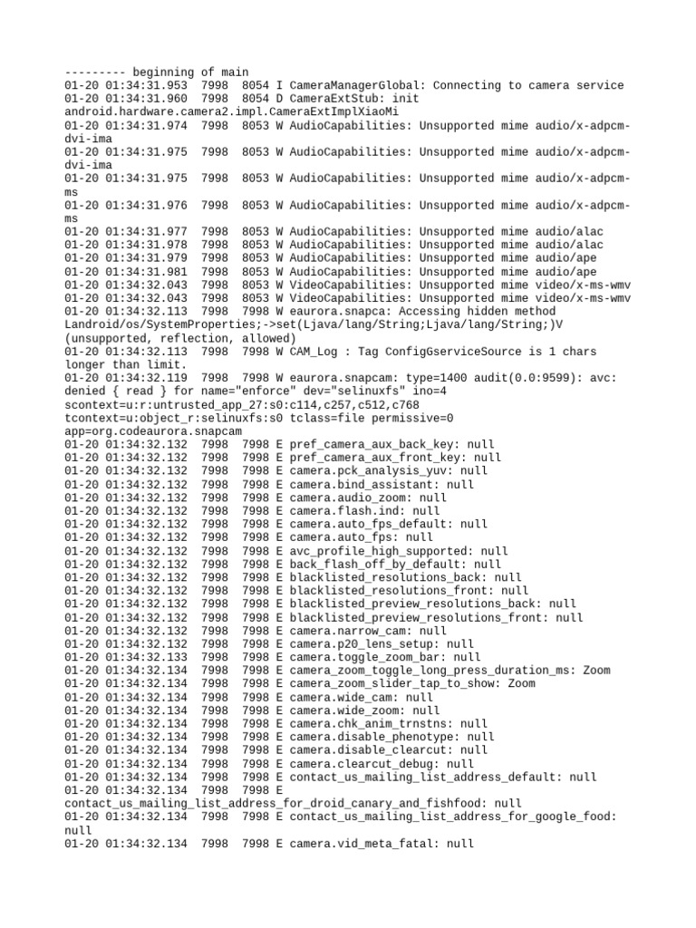 Xiaomi M1908C3JGG Camera Logs | PDF | Computer Engineering | Computer ...