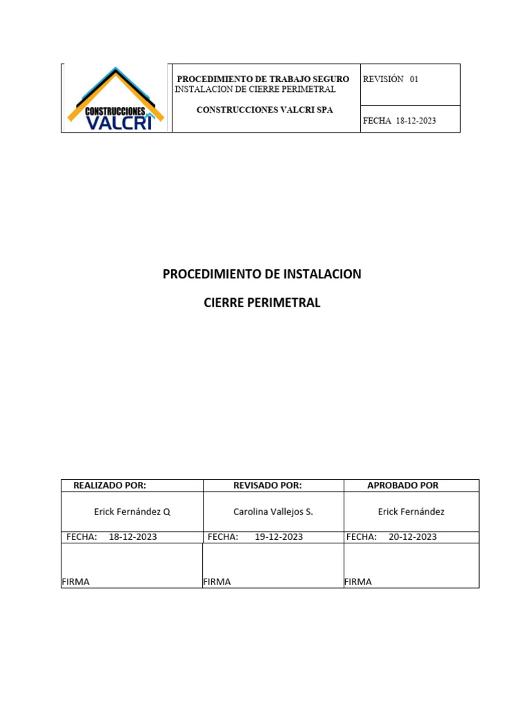 Instalación de Cierre Perimetral Seguro | PDF | Hormigón