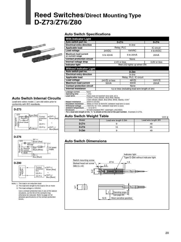 Auto Switch Specifications and Wiring Guide | PDF | Switch | Relay