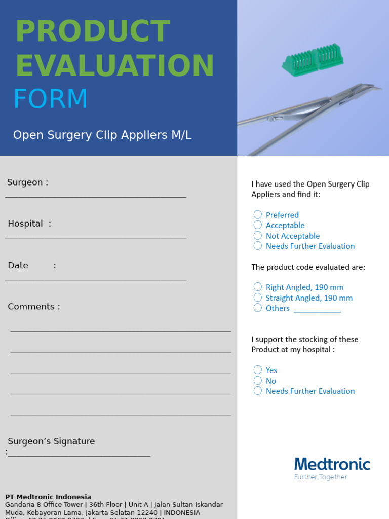 Product Evaluation Form | PDF | Jakarta | Medical Specialties