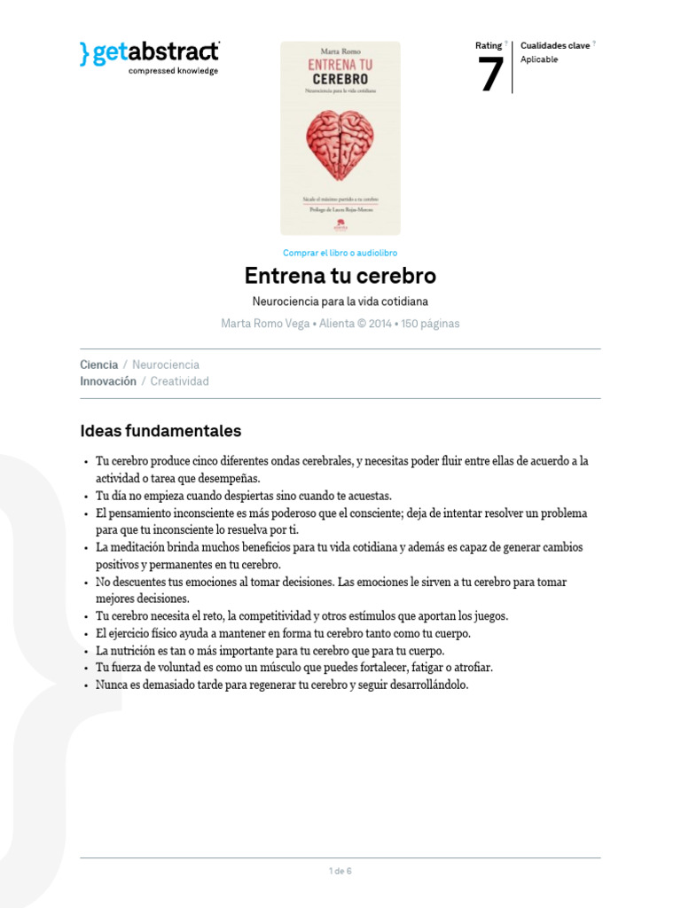 Mejora tu cerebro con Marta Romo | PDF | Las emociones | Dormir