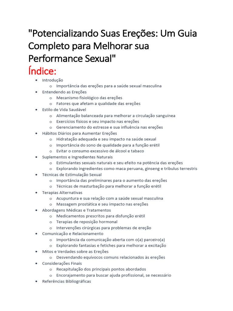 Ereções Duradouras: Guia Completo | PDF | Disfunção erétil | Atenção plena