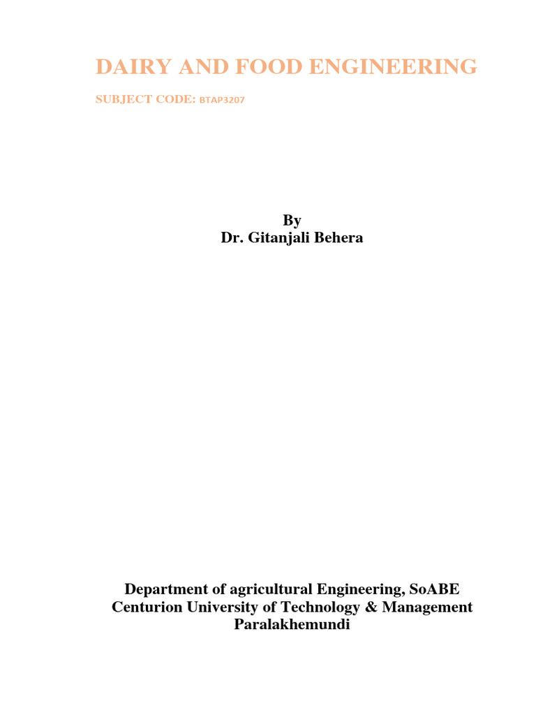 Dairy and Food Engineering PDF Milk Chemistry