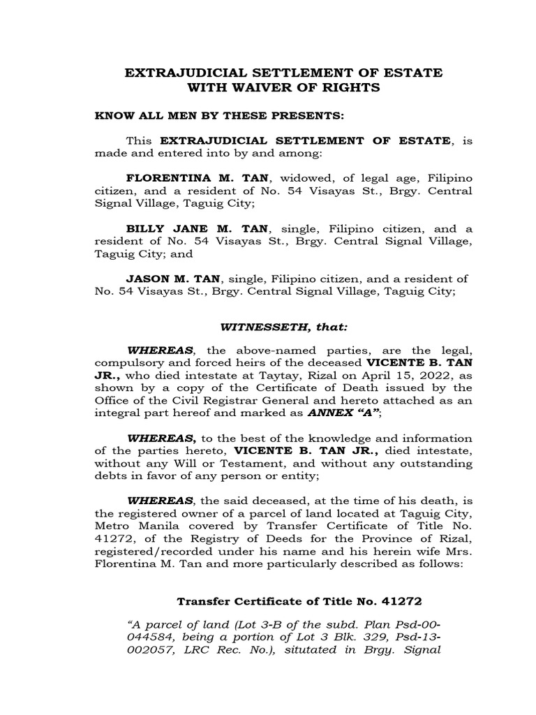 Tan ejs with waiver of rights pdf government private law