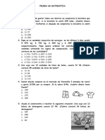 4° Prueba de Matemáticasetiembre