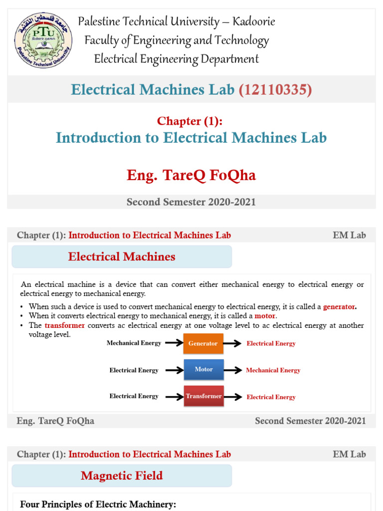 Electrical Machines Lab Slides Experimen Pdf Electric Motor
