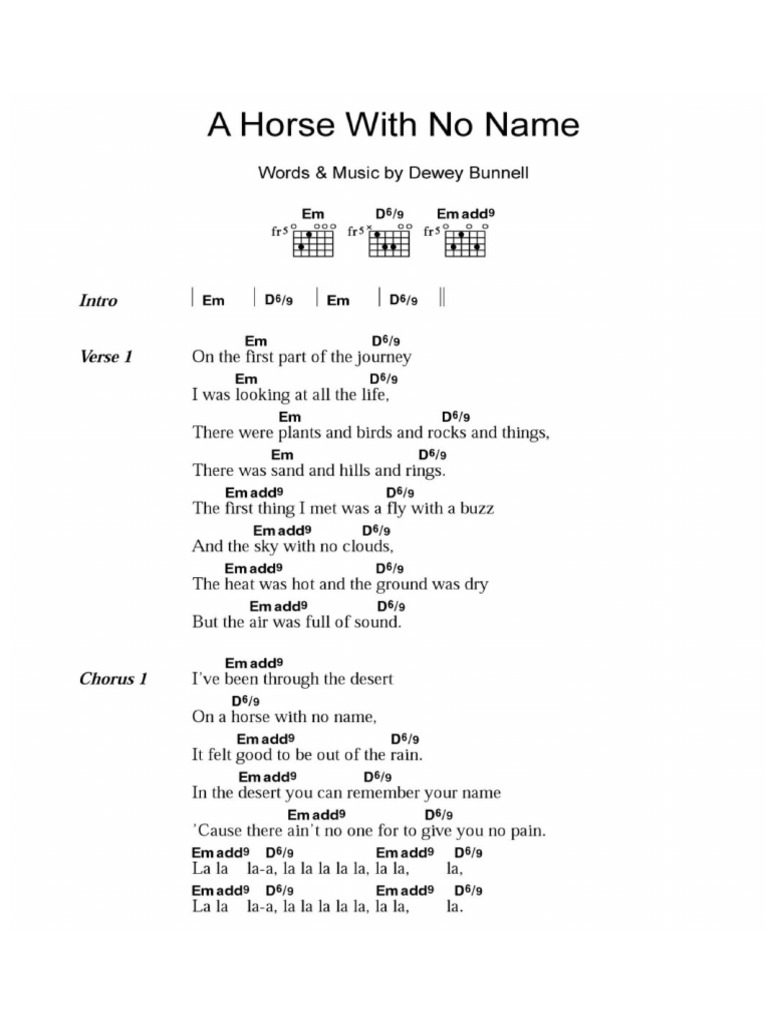 A Horse With No Name Chords | PDF