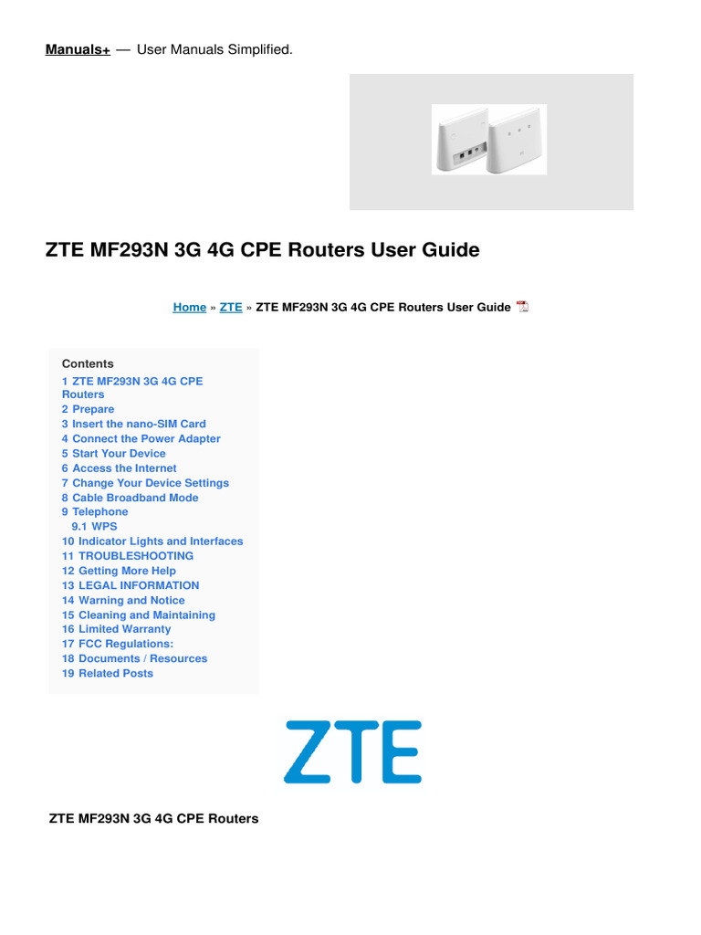 mf293n 3g 4g Cpe Routers Manual | PDF | Customer Premises Equipment ...