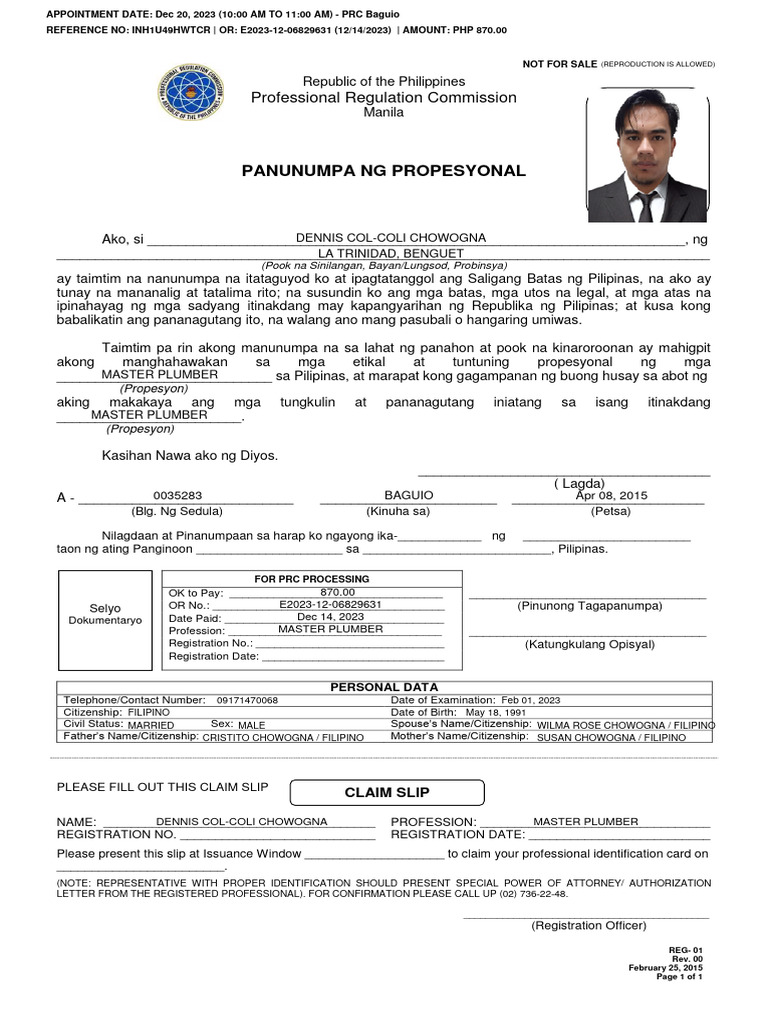 Panunumpa NG Propesyonal: Professional Regulation Commission | PDF