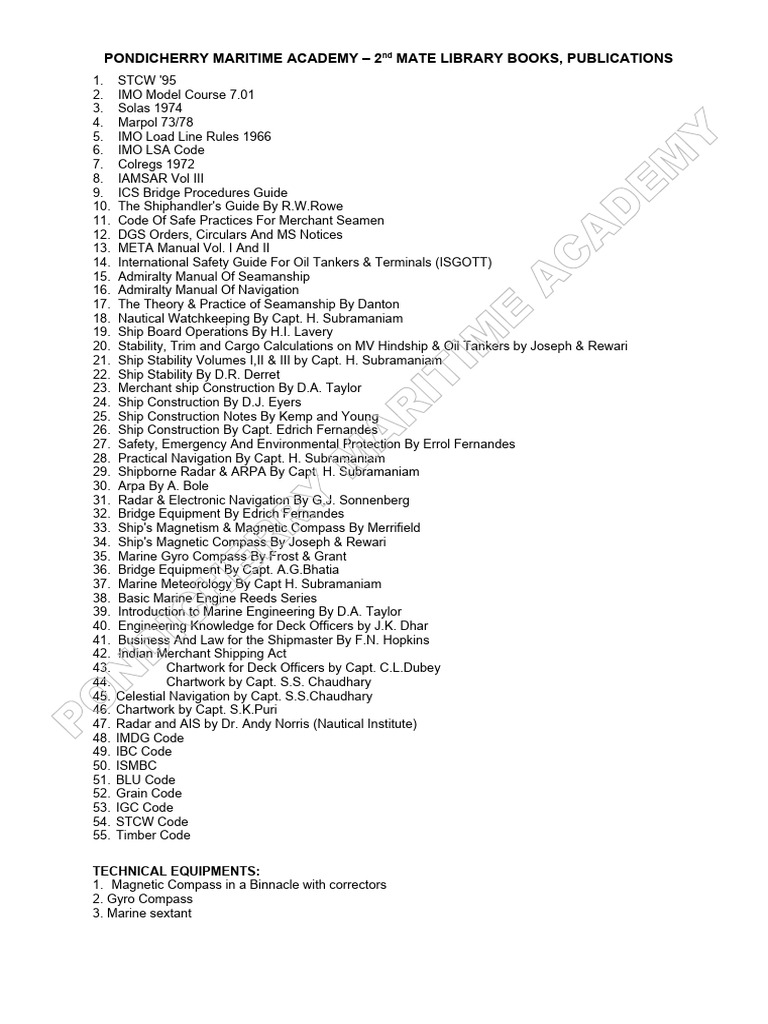 Book List For 2nd Mate PDF