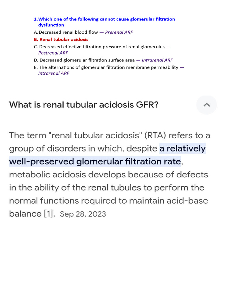 Renal Insufficiency Quiz With Explanation PDF Kidney Chronic