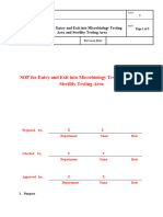 SOP For Entry and Exit Into Microbiology Testing Area and Sterility Testing Area