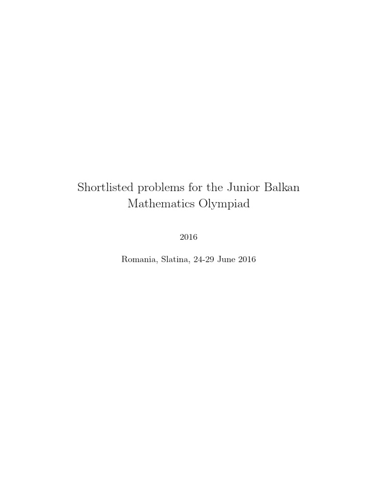 JBMO 2016 Shortlisted Problems | PDF | Triangle | Prime Number