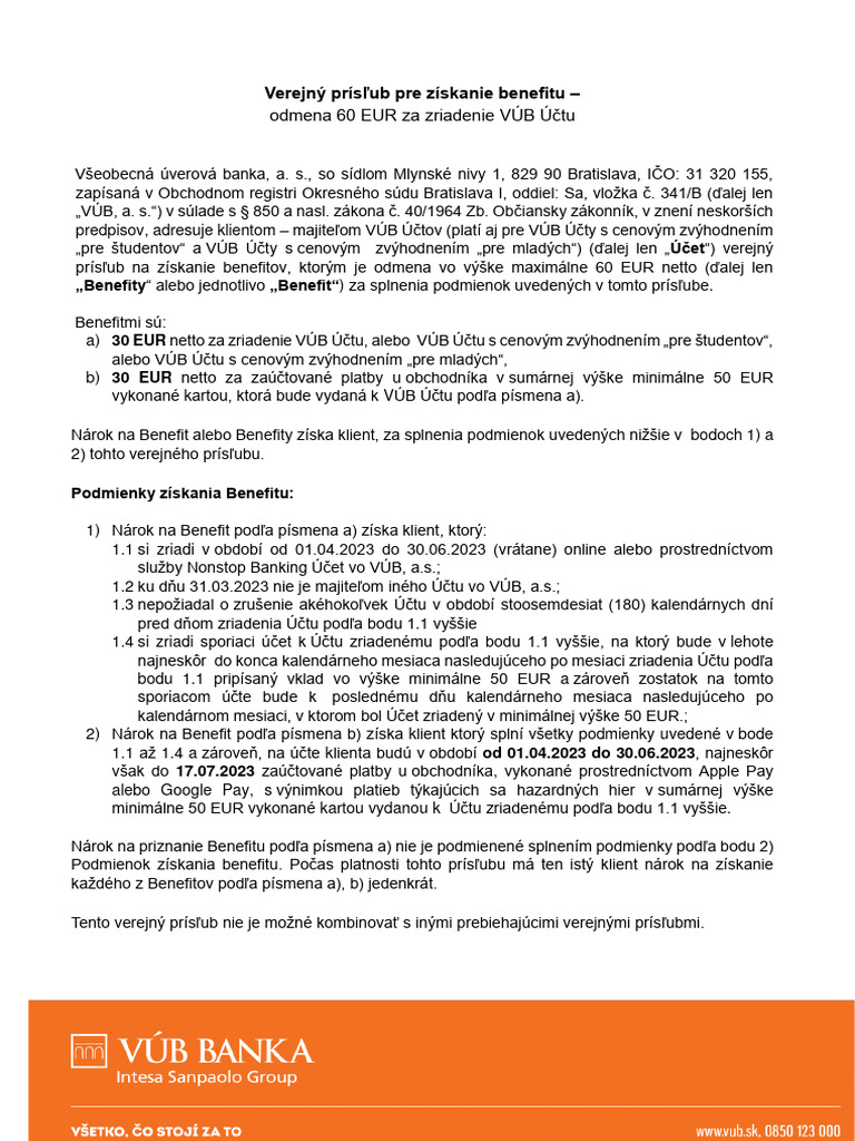 Verejny Prislub VUB Ucty Online | PDF