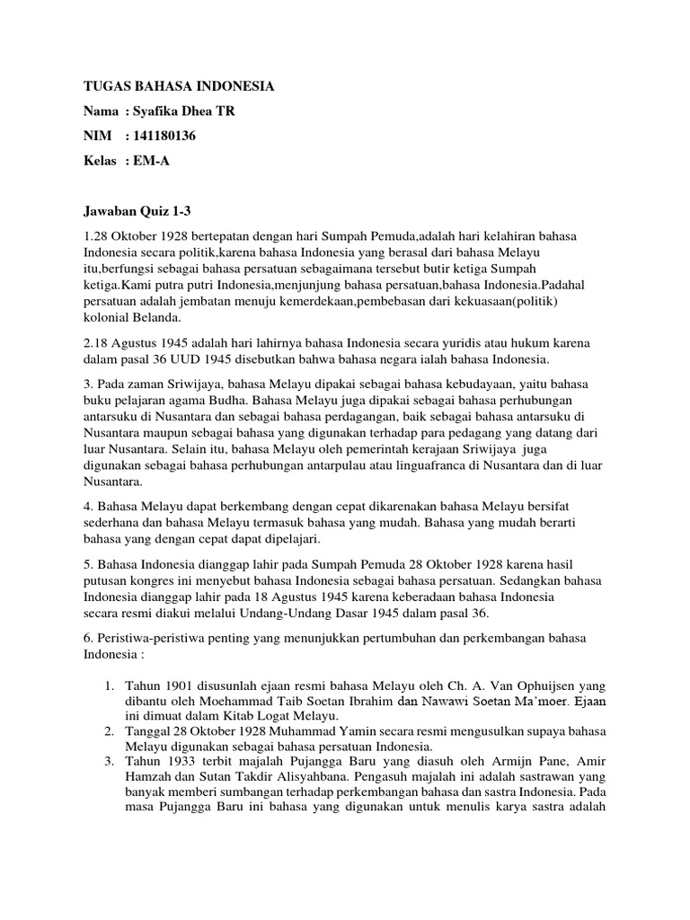 Quiz bahasa indonesia pdf