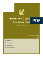 Investment Company Business Plan