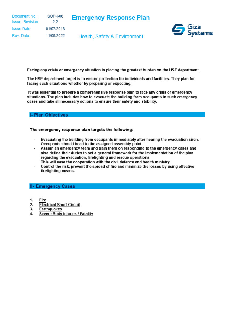 SOPI06 Emergency Response Plan GSHQ PDF