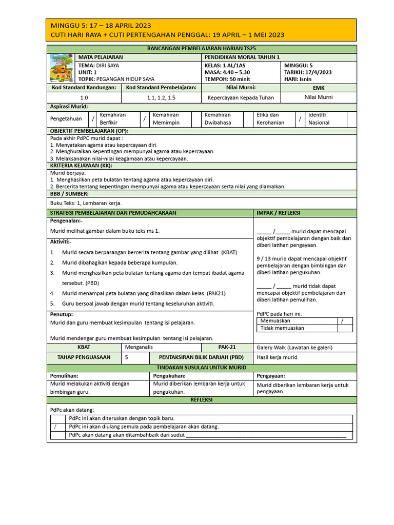 RPH Minggu 5 (17 - 21 April 2023) | PDF