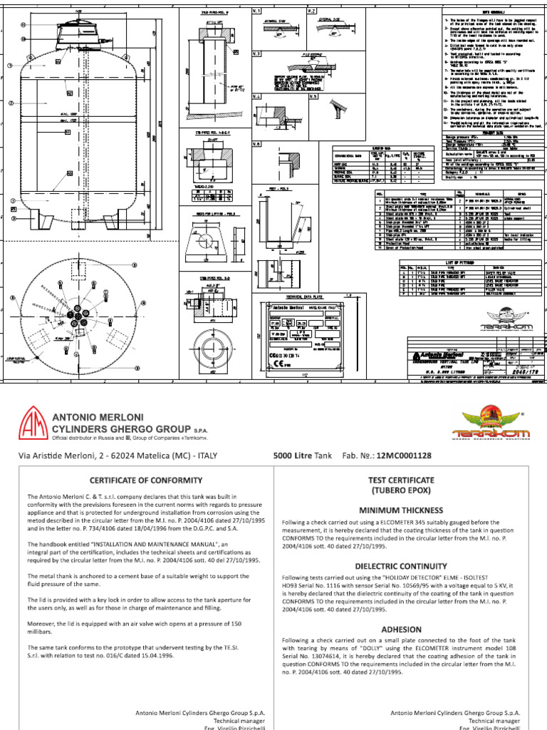 Buried 5000Ltr Tank TechDoc - GasholderAM5000L - en | PDF