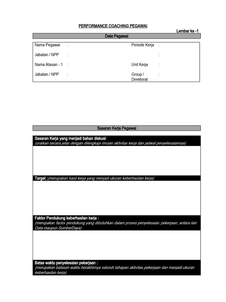Formulir Coaching dan Counseling Karyawan | PDF