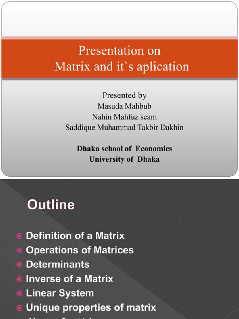 Presentation On Matrix | PDF