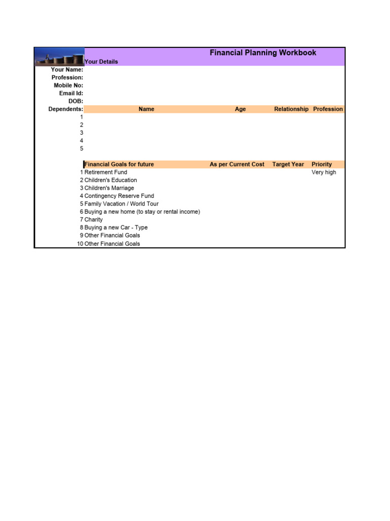 Financial Plan Workbook Blank PDF