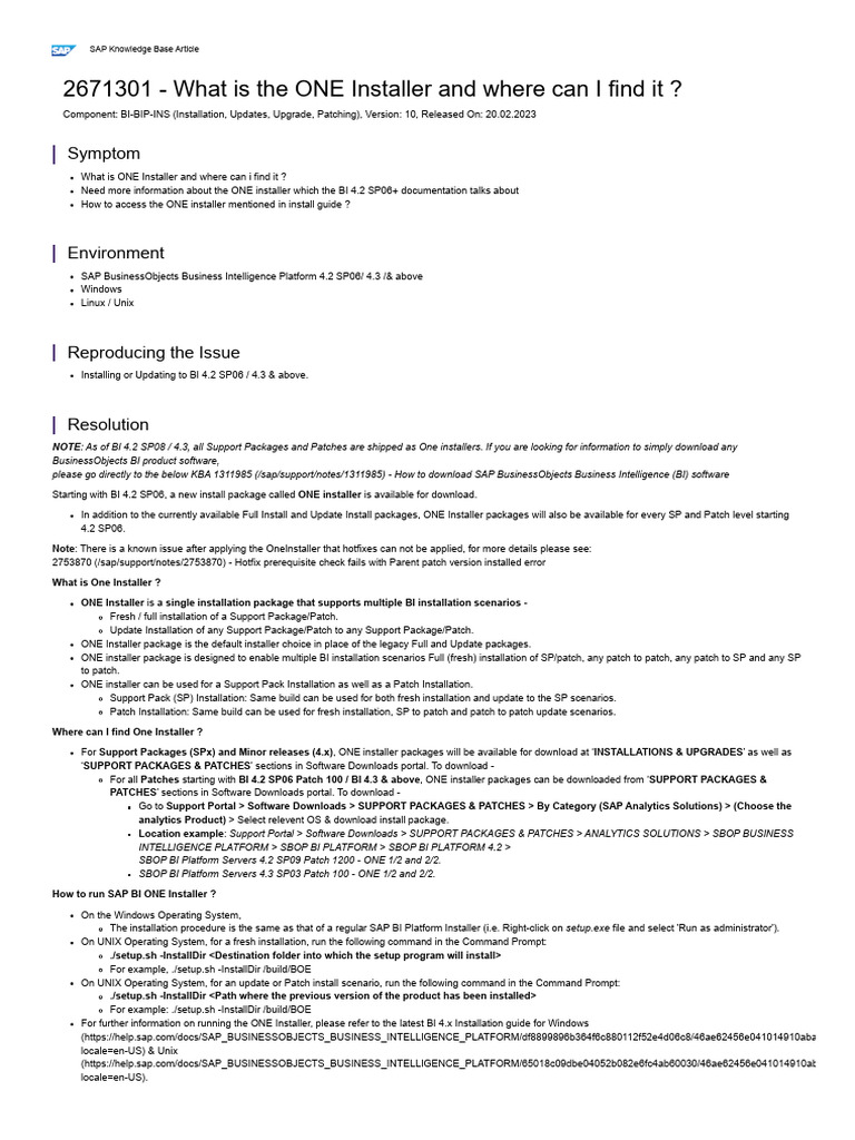 What is the one installer and where can i find it pdf installation