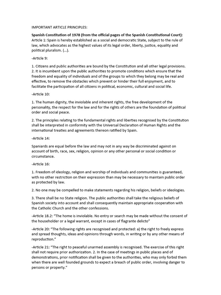 Important Article Principles | PDF | Freedom Of Religion | European ...