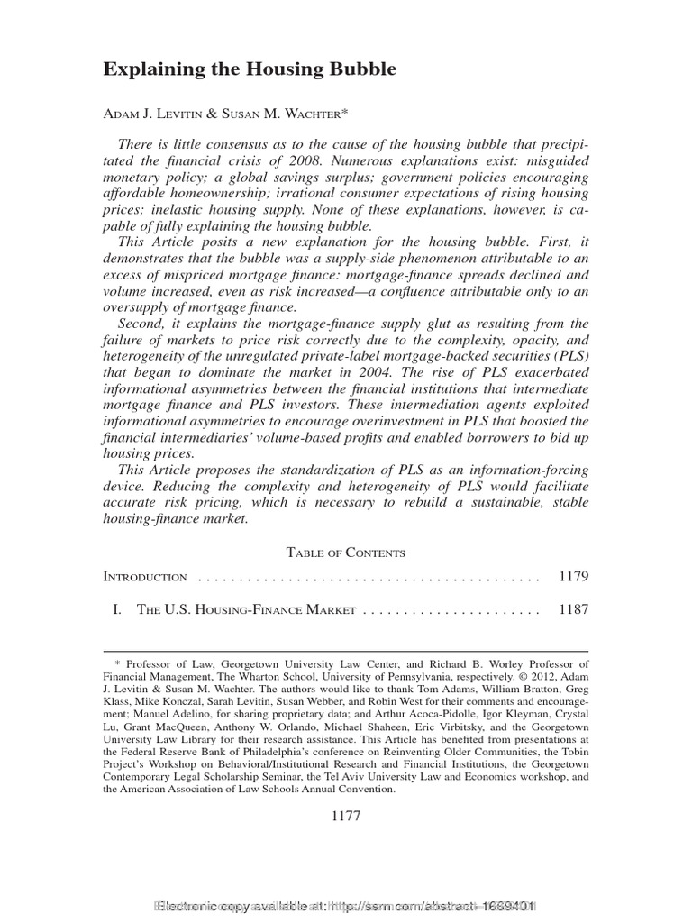 Explaining The Housing Bubble PDF Mortgage Backed Security