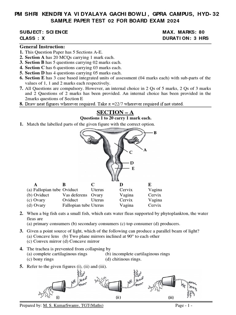scienceclassxsamplepapertest02forboardexam2024 PDF