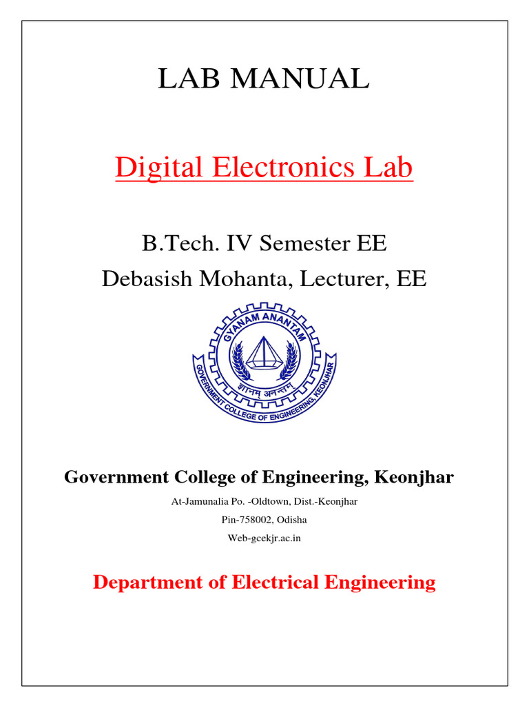 Digital Electronics Lab Manual PDF Logic Gate Electronic Circuits