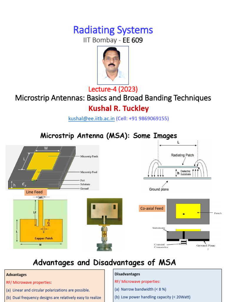 Ee609 lect 4 2023 msa broadbanding pdf antenna radio