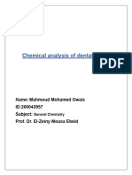 Chemical Analysis of Dental Alloys: Name: Mahmoud Mohamed Owais ID:200043957 Subject: Prof. Dr. El-Zeiny Mousa Ebeid