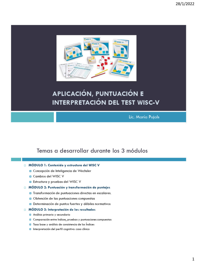 Aplicación e Interpretación del WISC-V | PDF | Inteligencia | Cociente ...