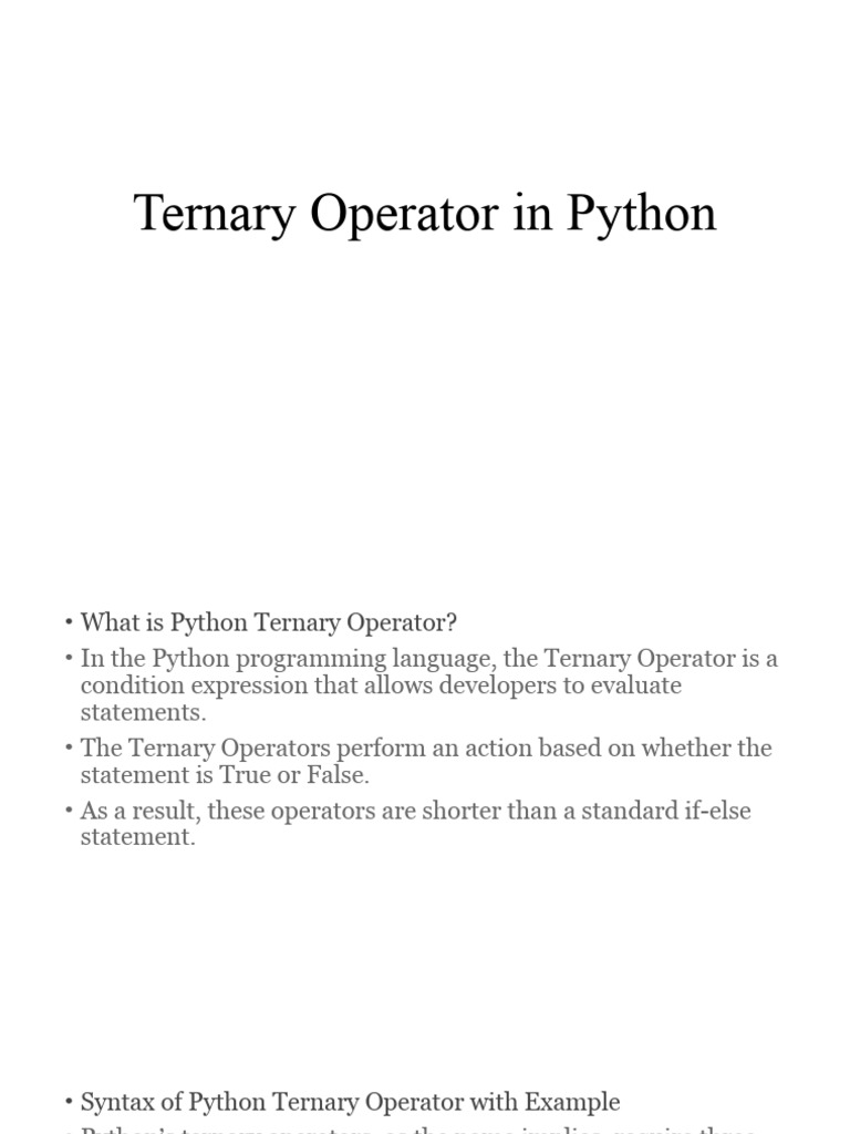 Python Ternary Operator Guide | PDF