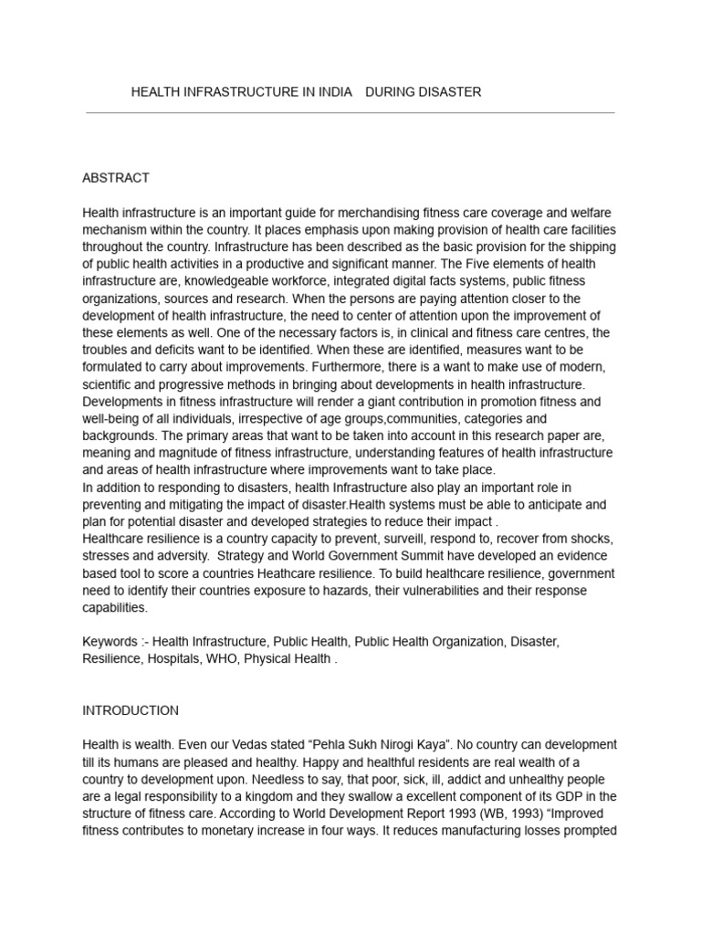 Health Infrastructure Resilience in India | PDF | Health Care ...