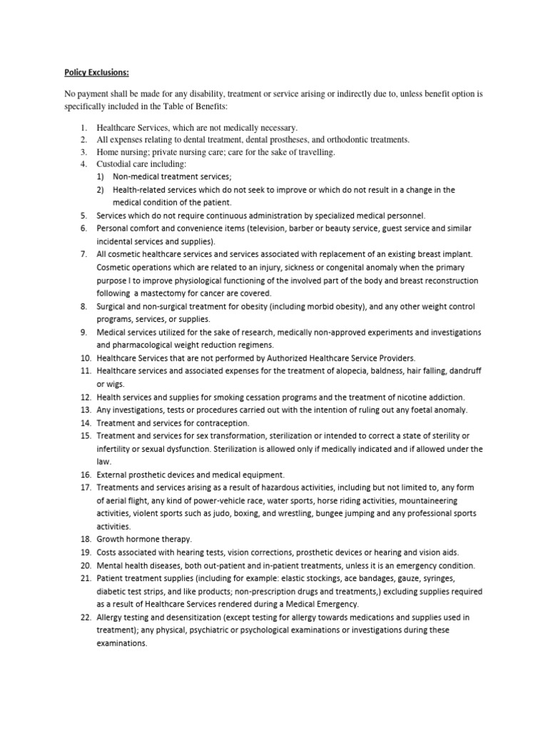 Exclusion list pdf health care patient