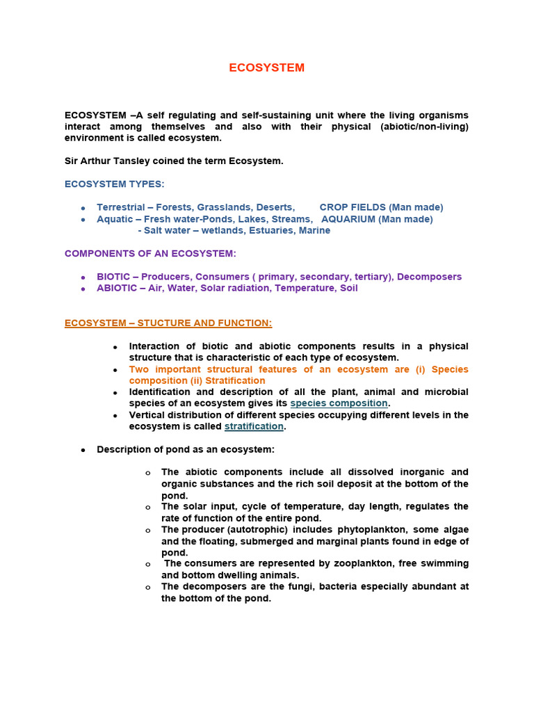 Understanding Ecosystems and Their Functions | PDF