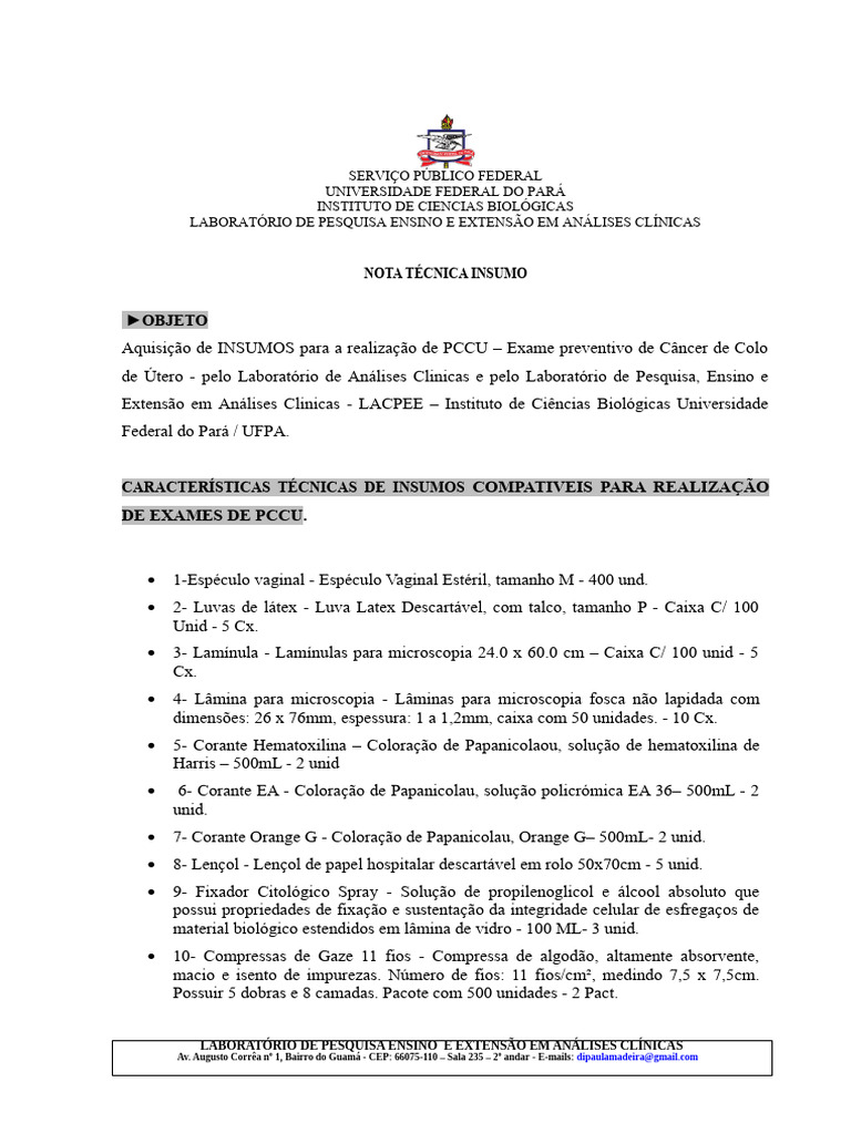 Insumos para Exame de PCCU UFPA | PDF | Bem-estar