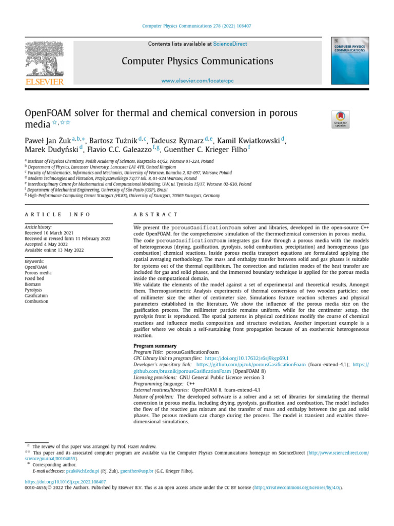 OpenFOAM Solver for Porous Media | PDF | Gases | Heat Transfer