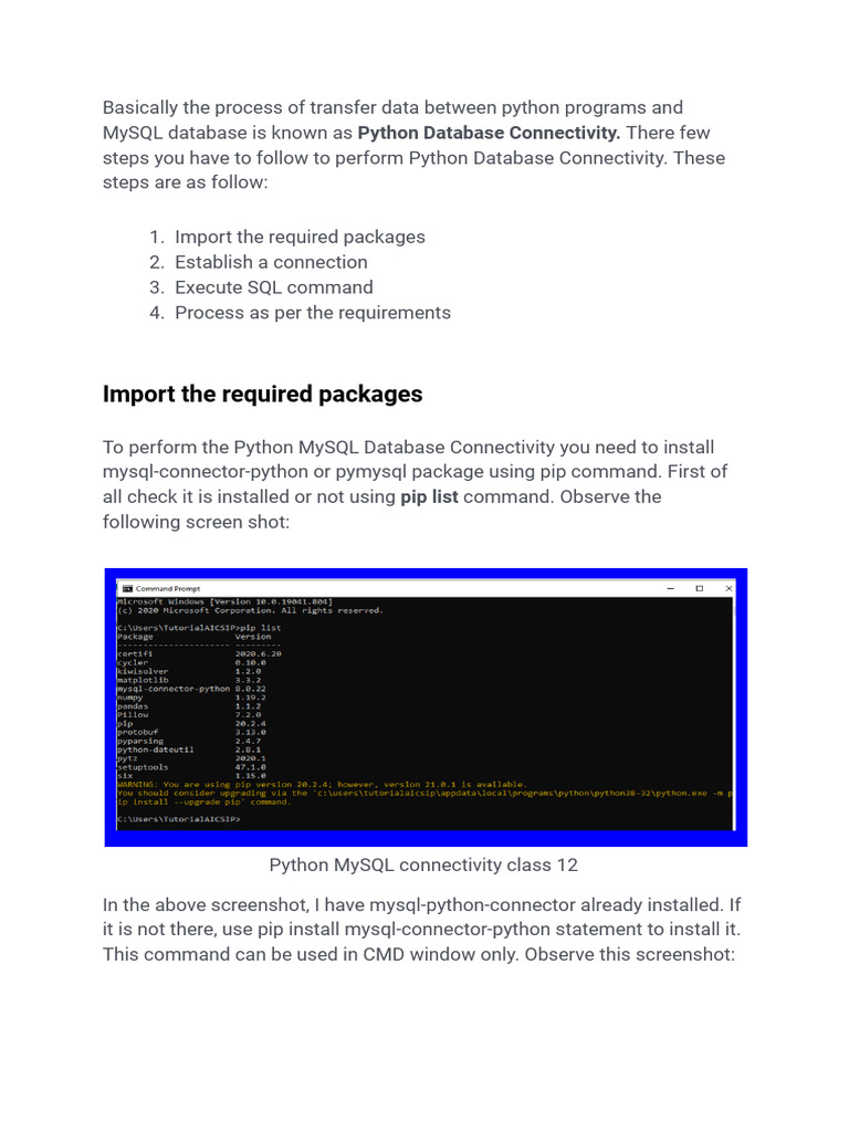 Python Connectivity | PDF | Databases | My Sql