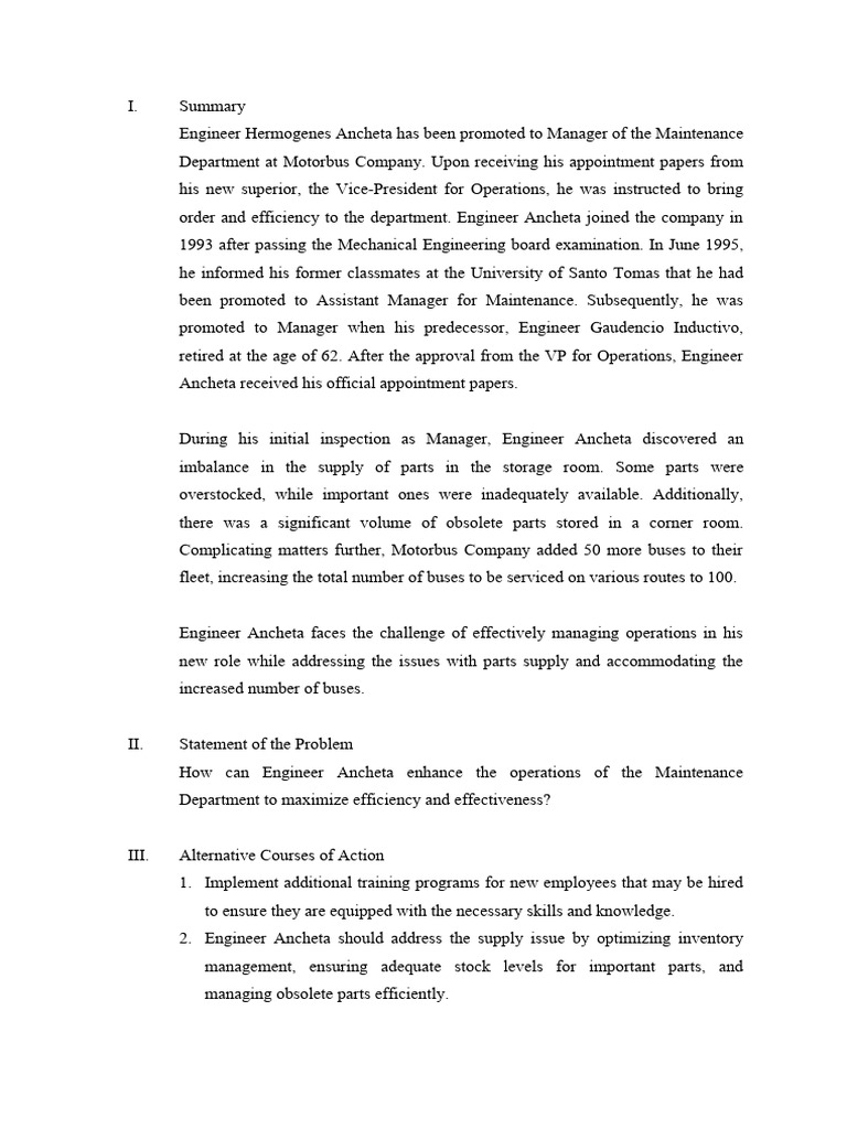 Case study motor bus company pdf